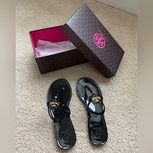 Tory Burch Black Mini Miller Flat Thong Sandals